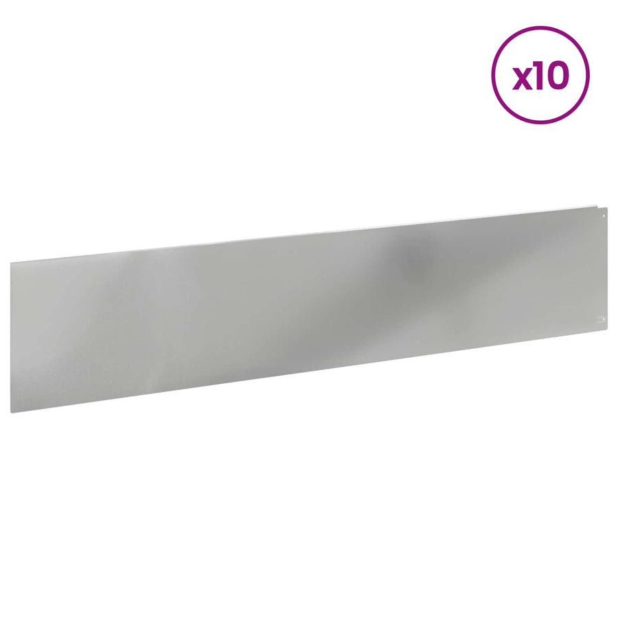 Gazonrand 10 pcs 100 x 22 cm Staal Zilverkleurig