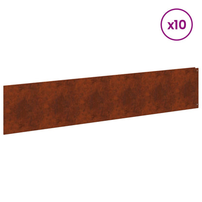 Gazonrand 10 pcs 100 x 22 cm Staal Roestig