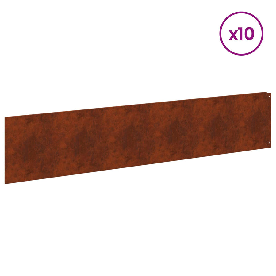 Gazonrand 10 pcs 100 x 22 cm Staal Roestig