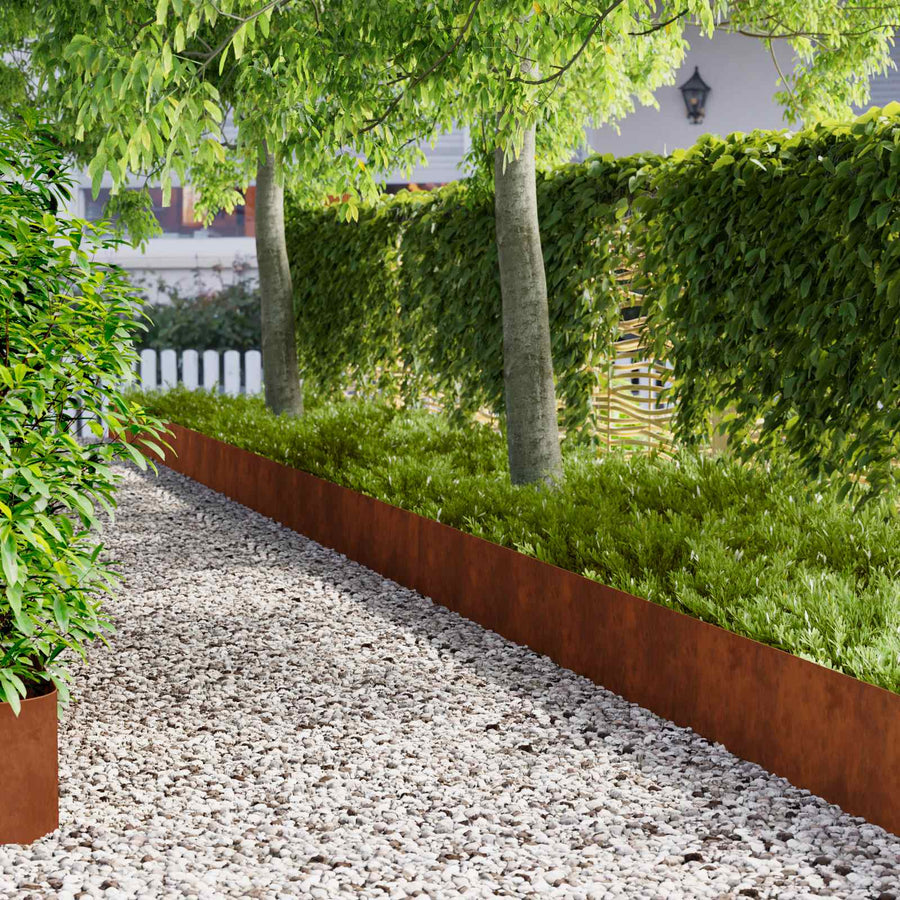 Gazonrand 20 pcs 100 x 22 cm Staal Roestig