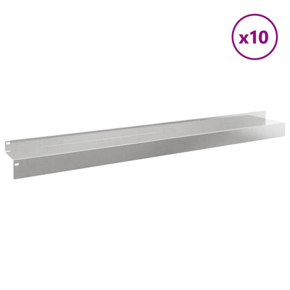 Gazonrand 10 pcs 100 x 10 x 8 cm Staal Zilverkleurig