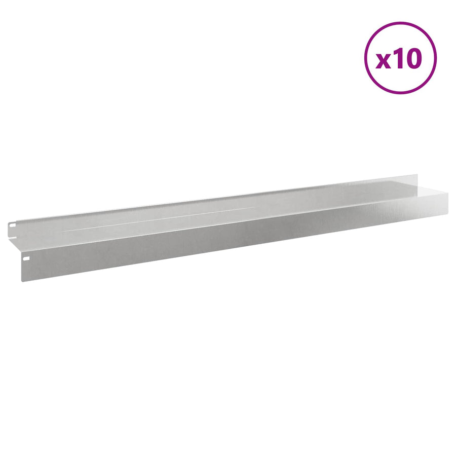 Gazonrand 10 pcs 100 x 10 x 8 cm Staal Zilverkleurig