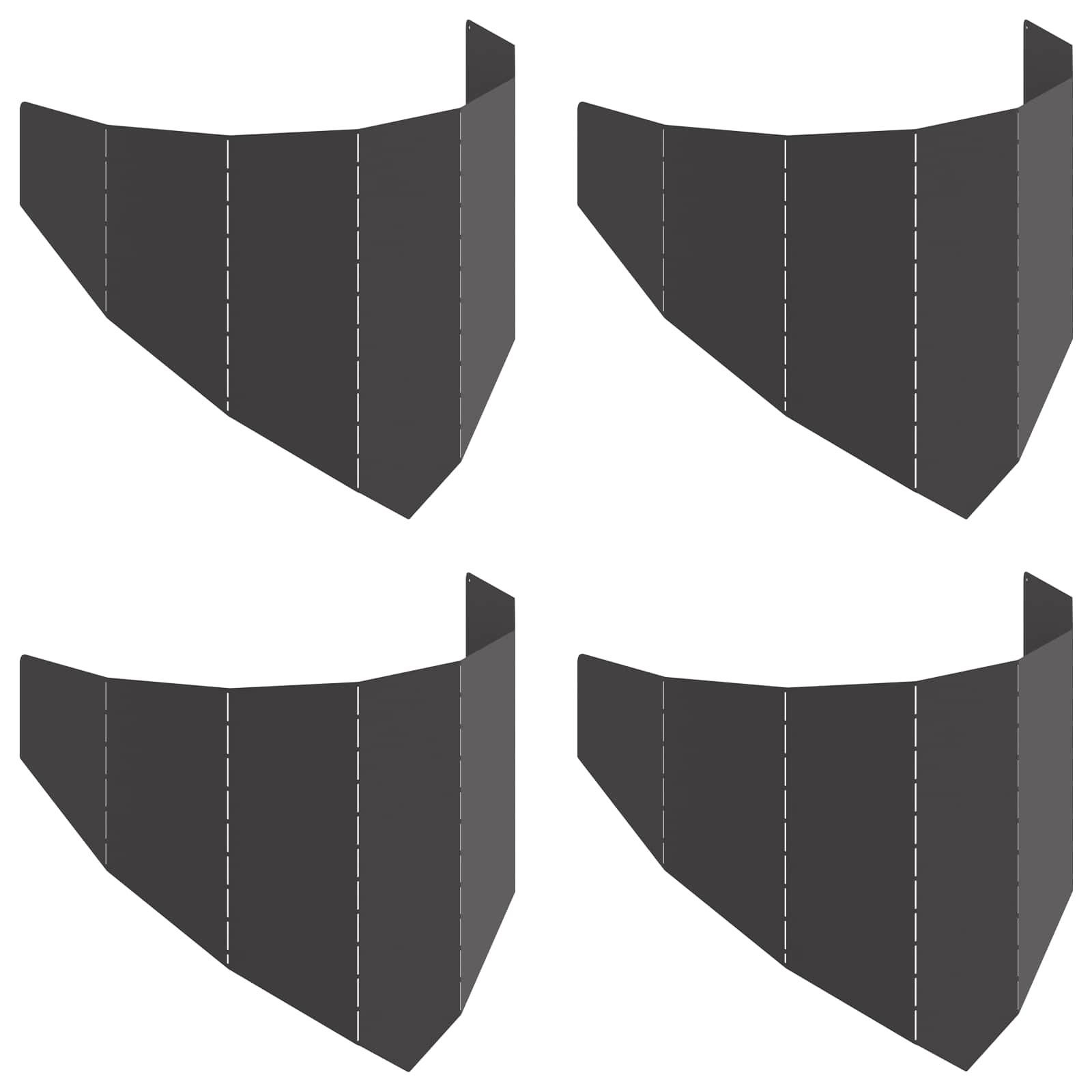 Gazonrand 4 st 100 x 45 cm Staal Zwart