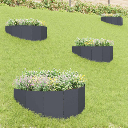 Gazonrand 4 st 100 x 45 cm Staal Antracietkleurig