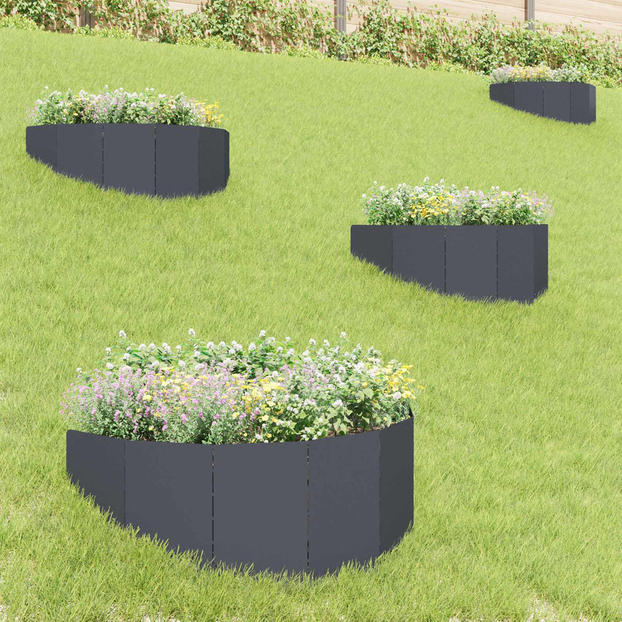 Gazonrand 4 st 100 x 45 cm Staal Antracietkleurig