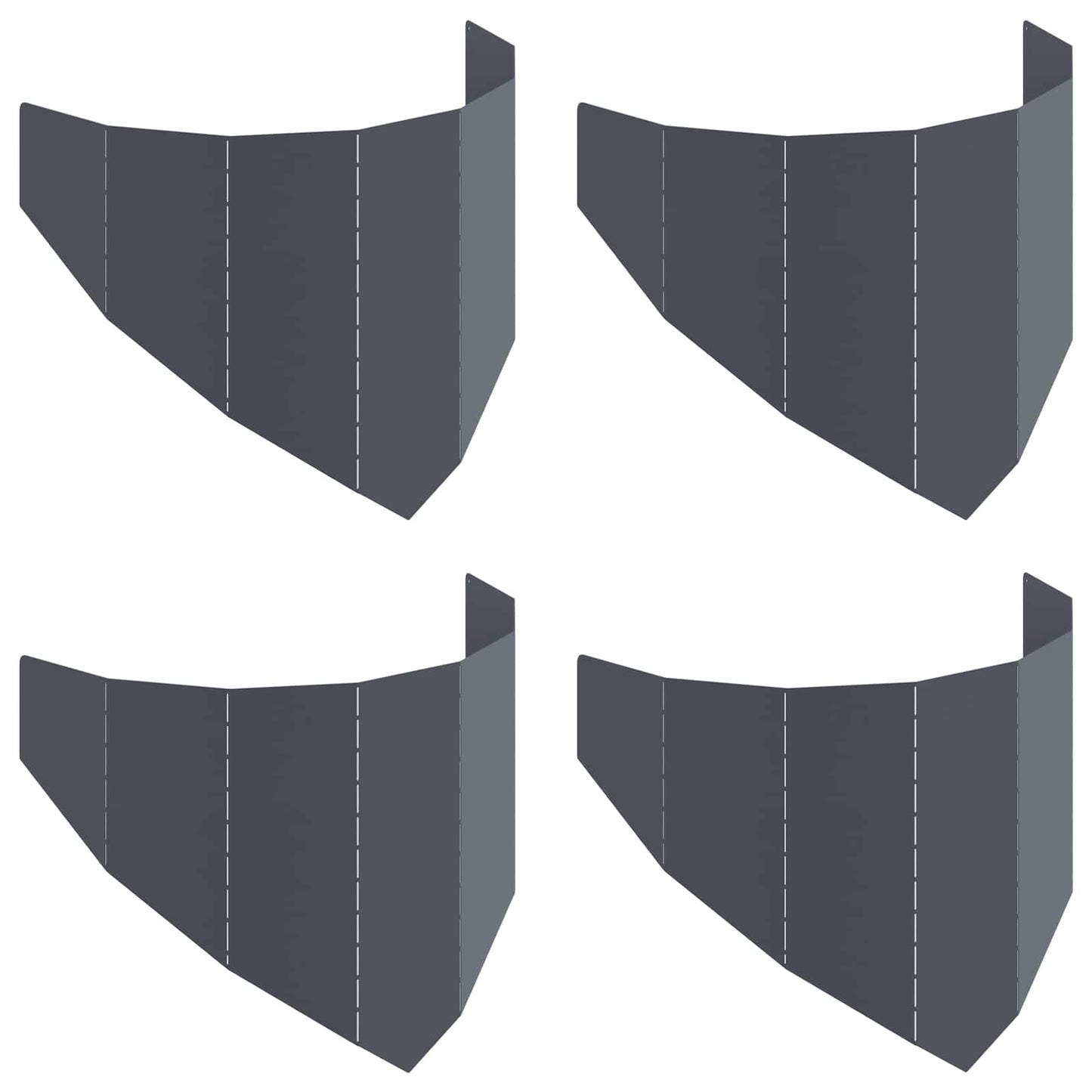 Gazonrand 4 st 100 x 45 cm Staal Antracietkleurig