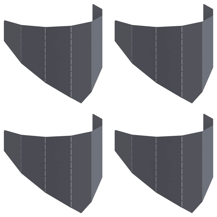 Gazonrand 4 st 100 x 45 cm Staal Antracietkleurig