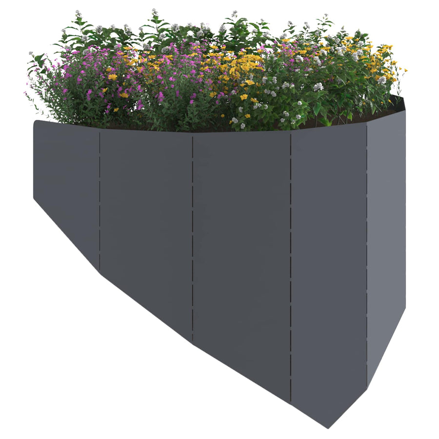 Gazonrand 4 st 100 x 45 cm Staal Antracietkleurig
