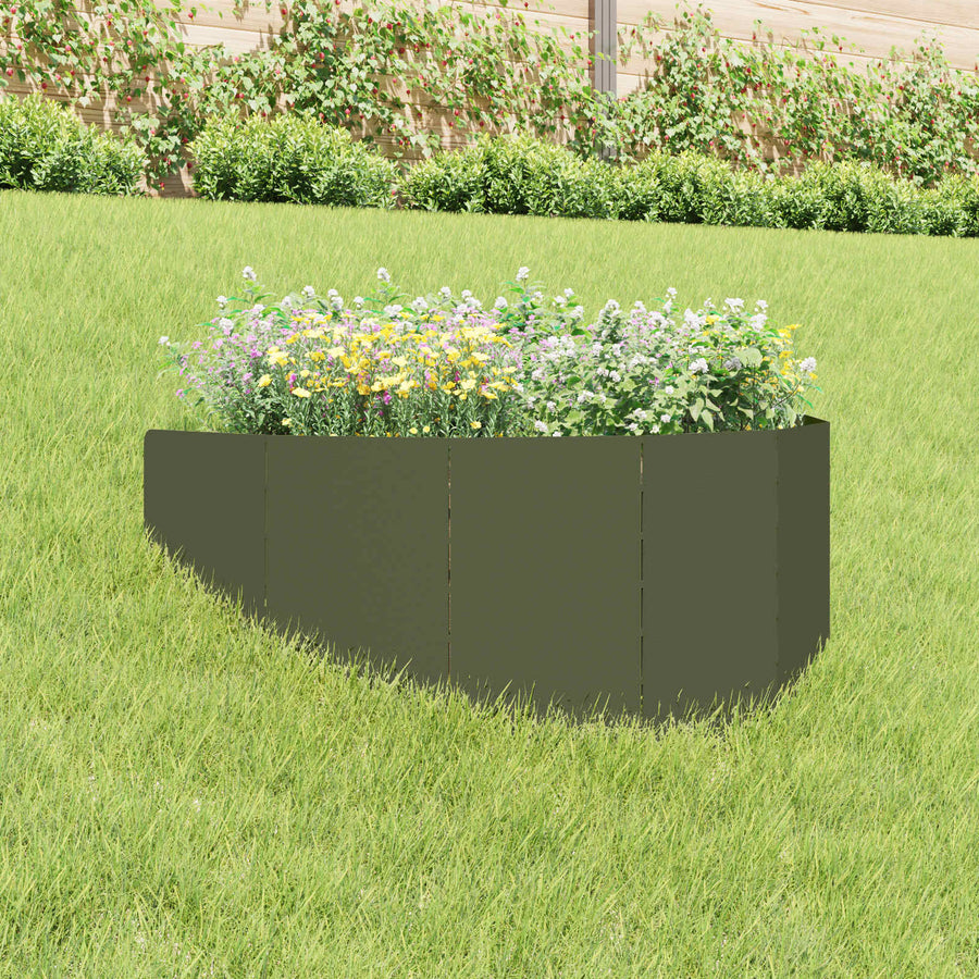 Gazonrand 100 x 45 cm Staal Olijfgroen
