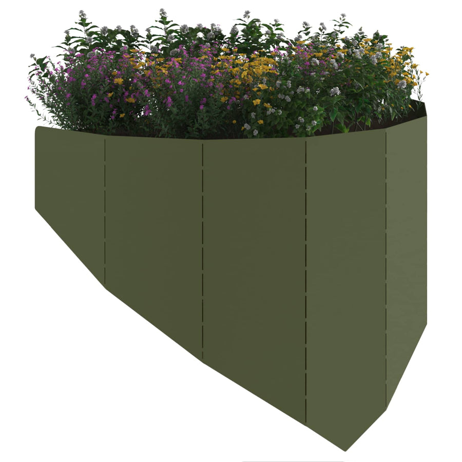 Gazonrand 100 x 45 cm Staal Olijfgroen
