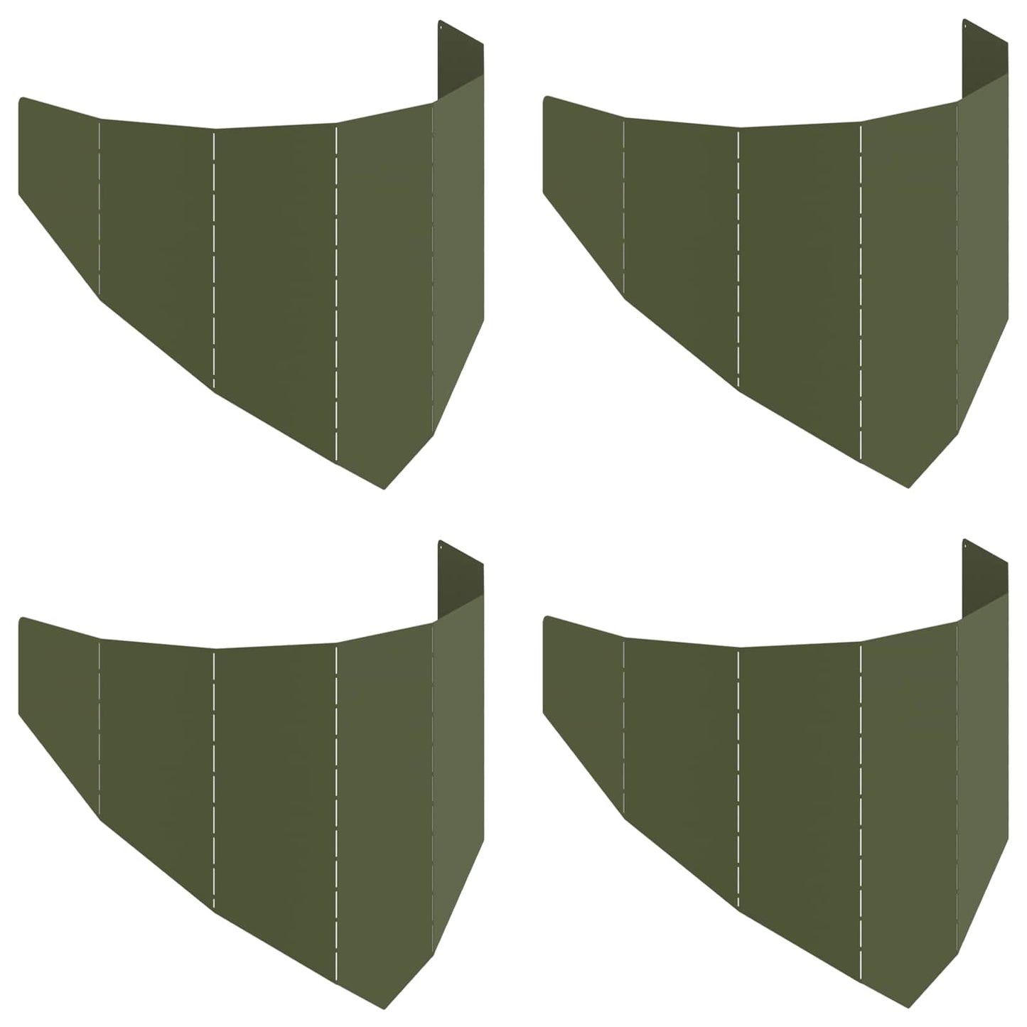 Gazonrand 4 st 100 x 45 cm Staal Olijfgroen