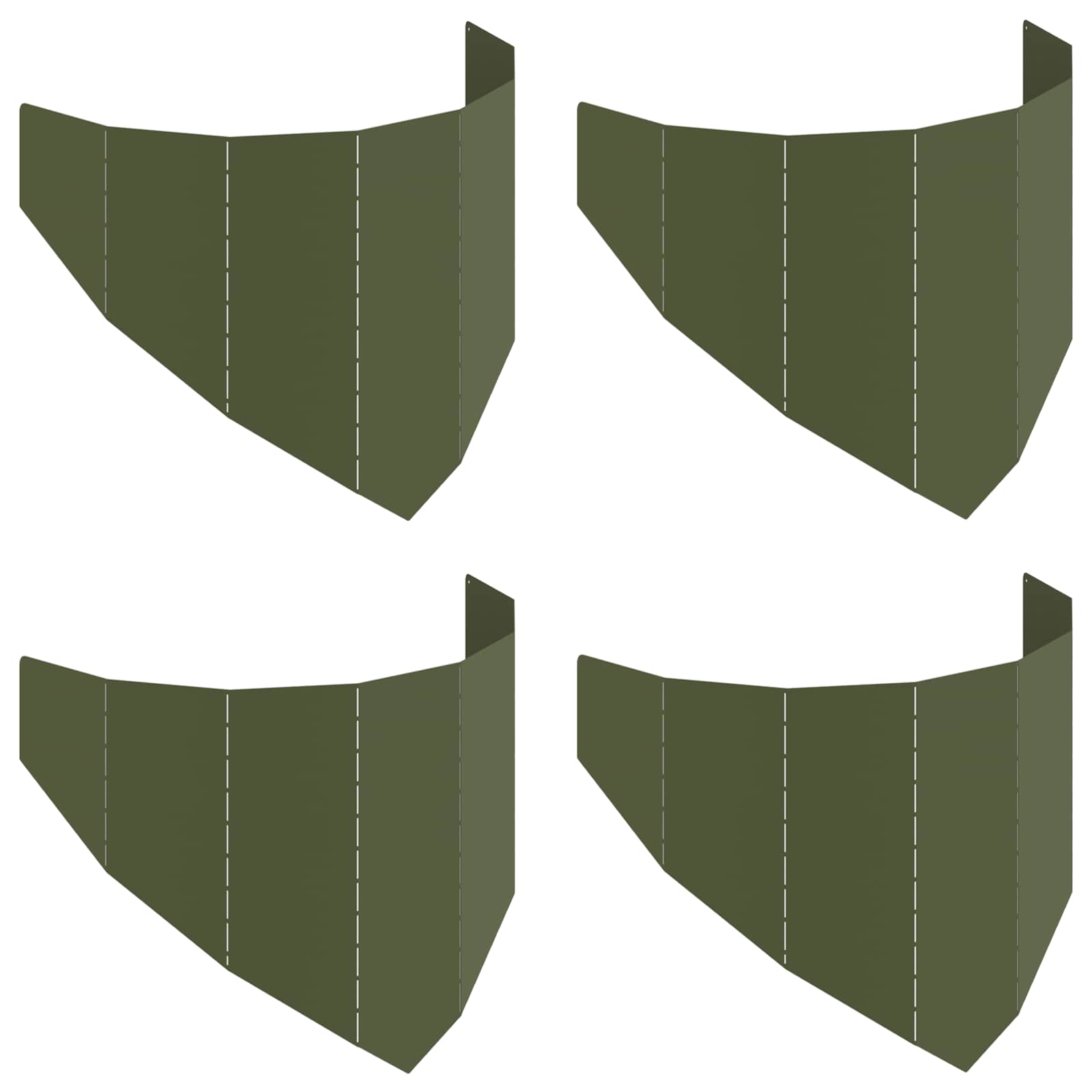 Gazonrand 4 st 100 x 45 cm Staal Olijfgroen