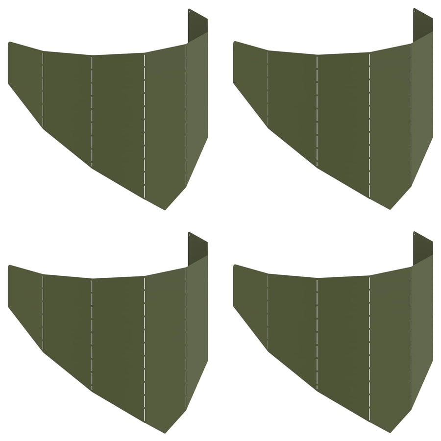 Gazonrand 4 st 100 x 45 cm Staal Olijfgroen