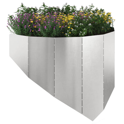 Gazonrand 4 st 100 x 45 cm Staal Zilverkleurig