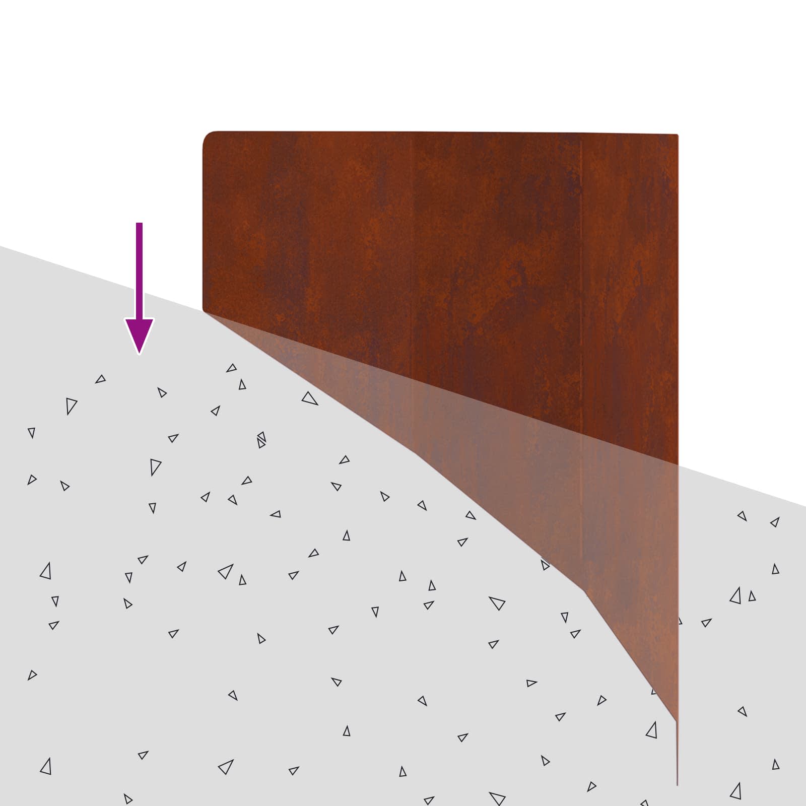 Gazonrand 100 x 45 cm Staal Roestig