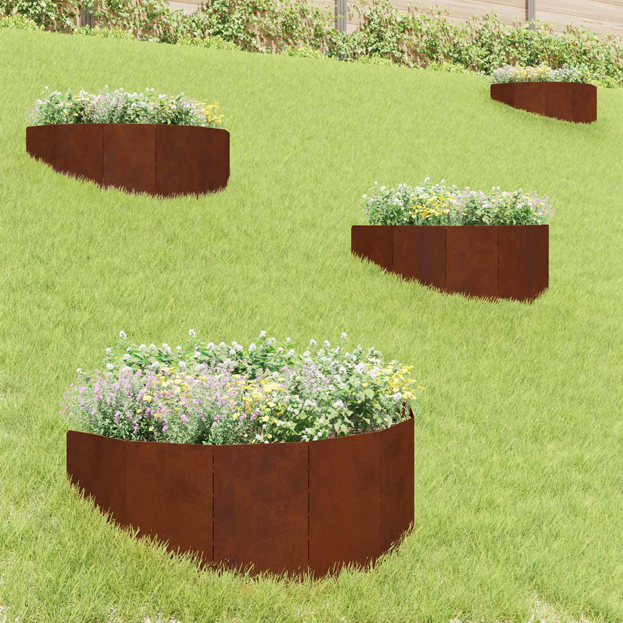 Gazonrand 4 pcs 100 x 45 cm Staal Roestig