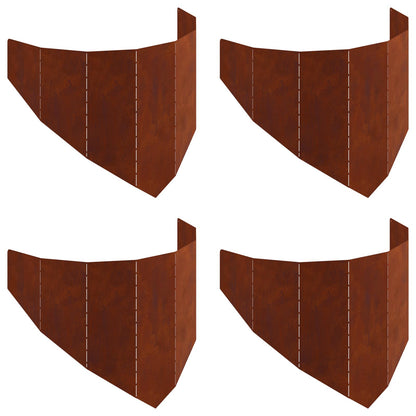 Gazonrand 4 pcs 100 x 45 cm Staal Roestig