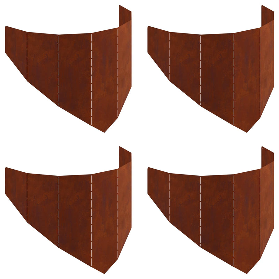 Gazonrand 4 pcs 100 x 45 cm Staal Roestig