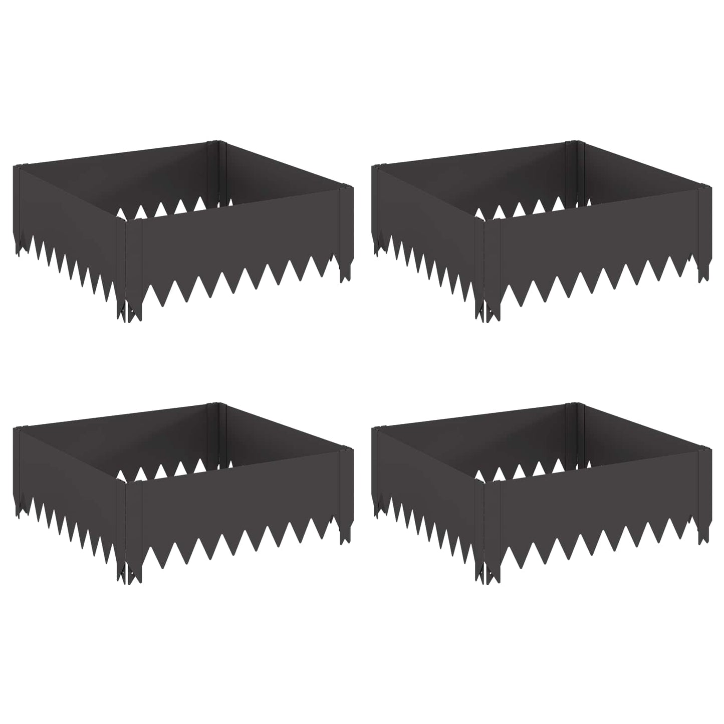 Gazonrand 4 pcs 60 x 60 x 20 cm Staal Zwart