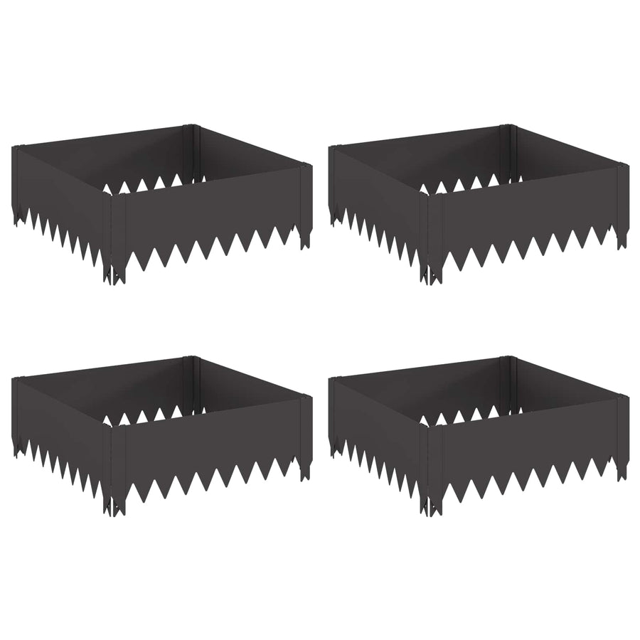 Gazonrand 4 pcs 60 x 60 x 20 cm Staal Zwart