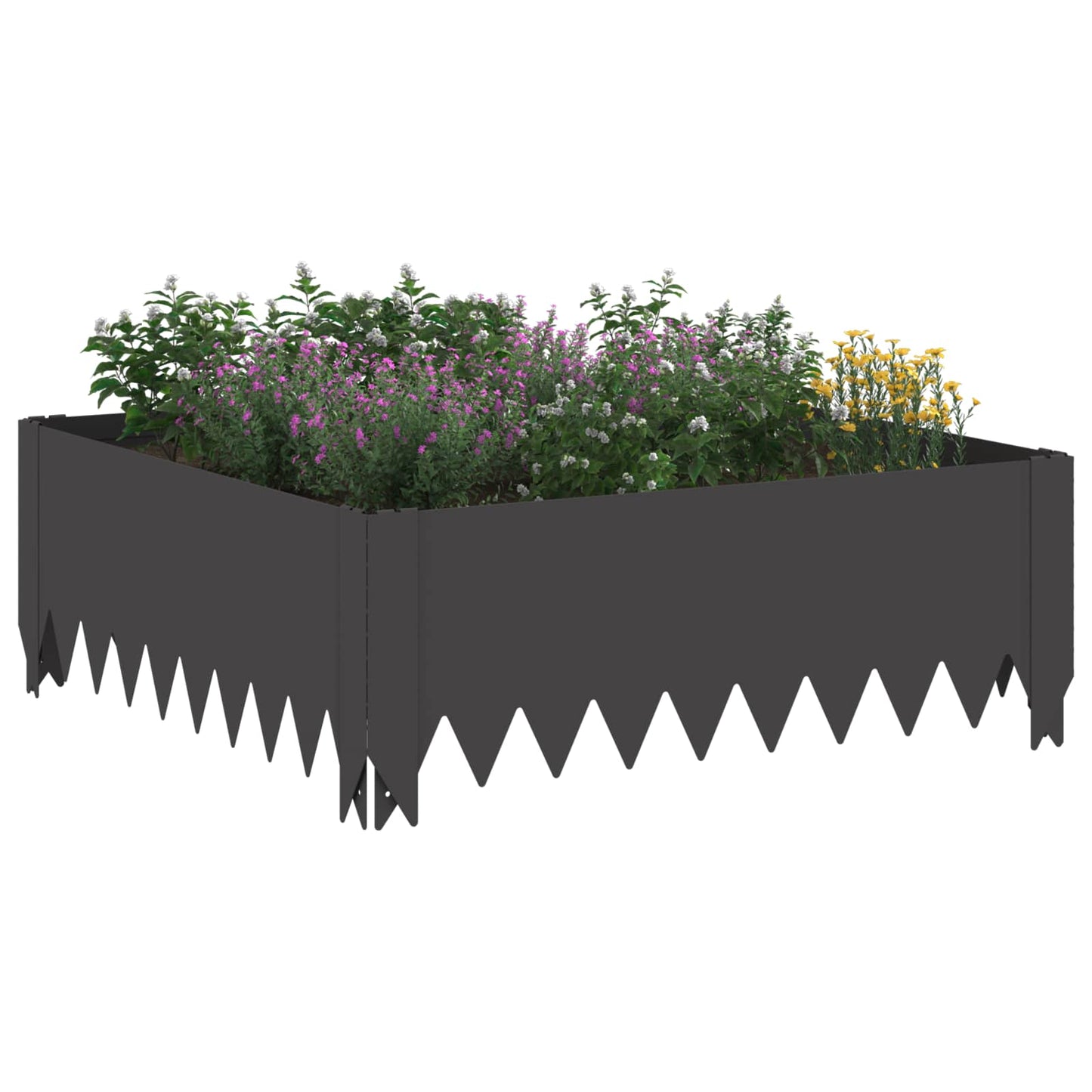 Gazonrand 4 pcs 60 x 60 x 20 cm Staal Zwart