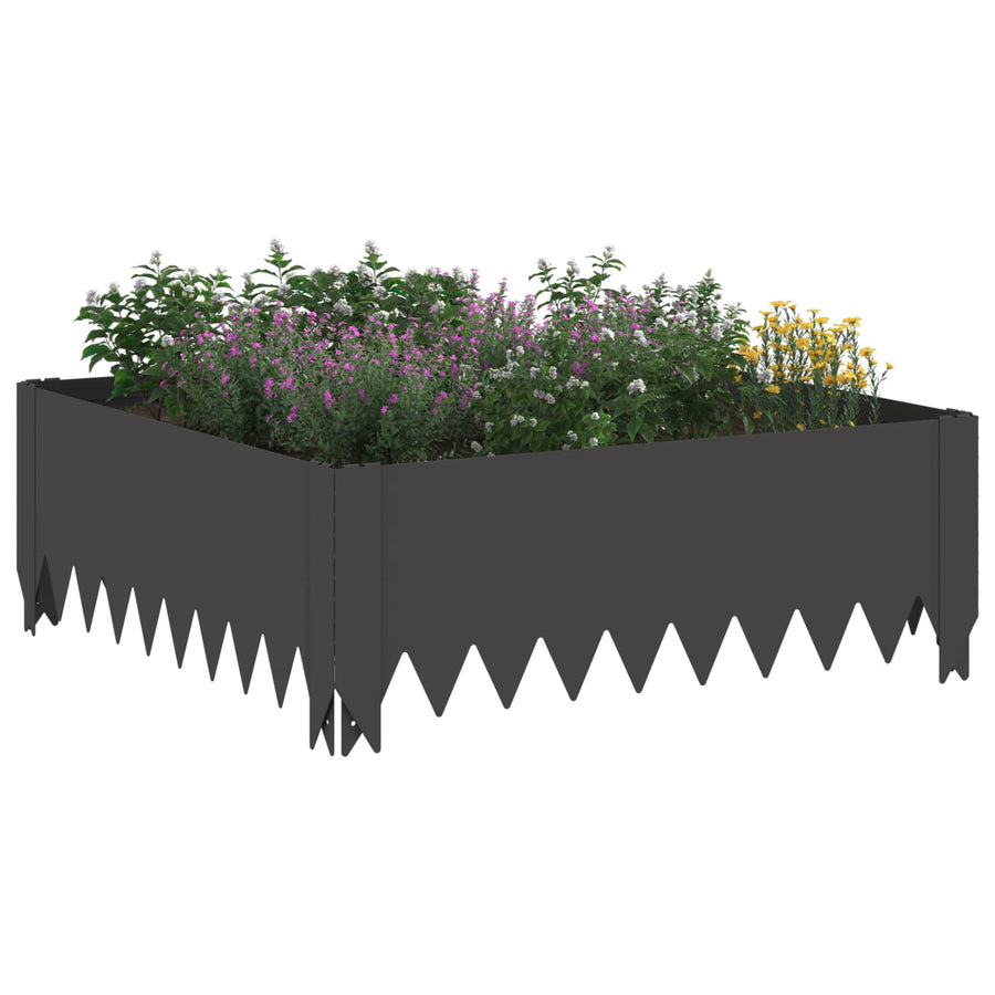 Gazonrand 4 pcs 60 x 60 x 20 cm Staal Zwart