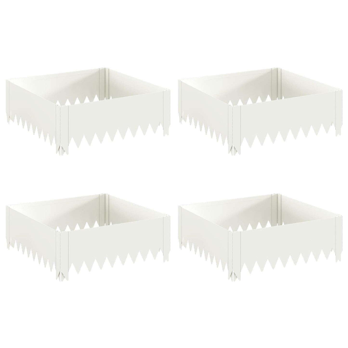 Gazonrand 4 st 60 x 60 x 20 cm Staal Wit