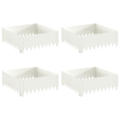 Gazonrand 4 st 60 x 60 x 20 cm Staal Wit