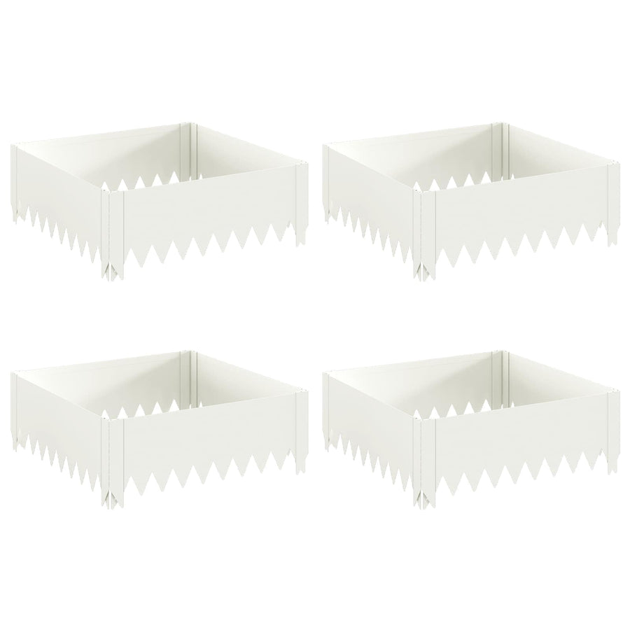 Gazonrand 4 st 60 x 60 x 20 cm Staal Wit