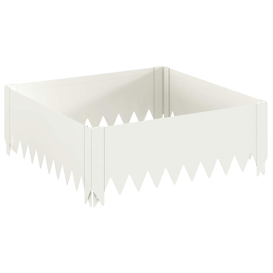 Gazonrand 4 st 60 x 60 x 20 cm Staal Wit