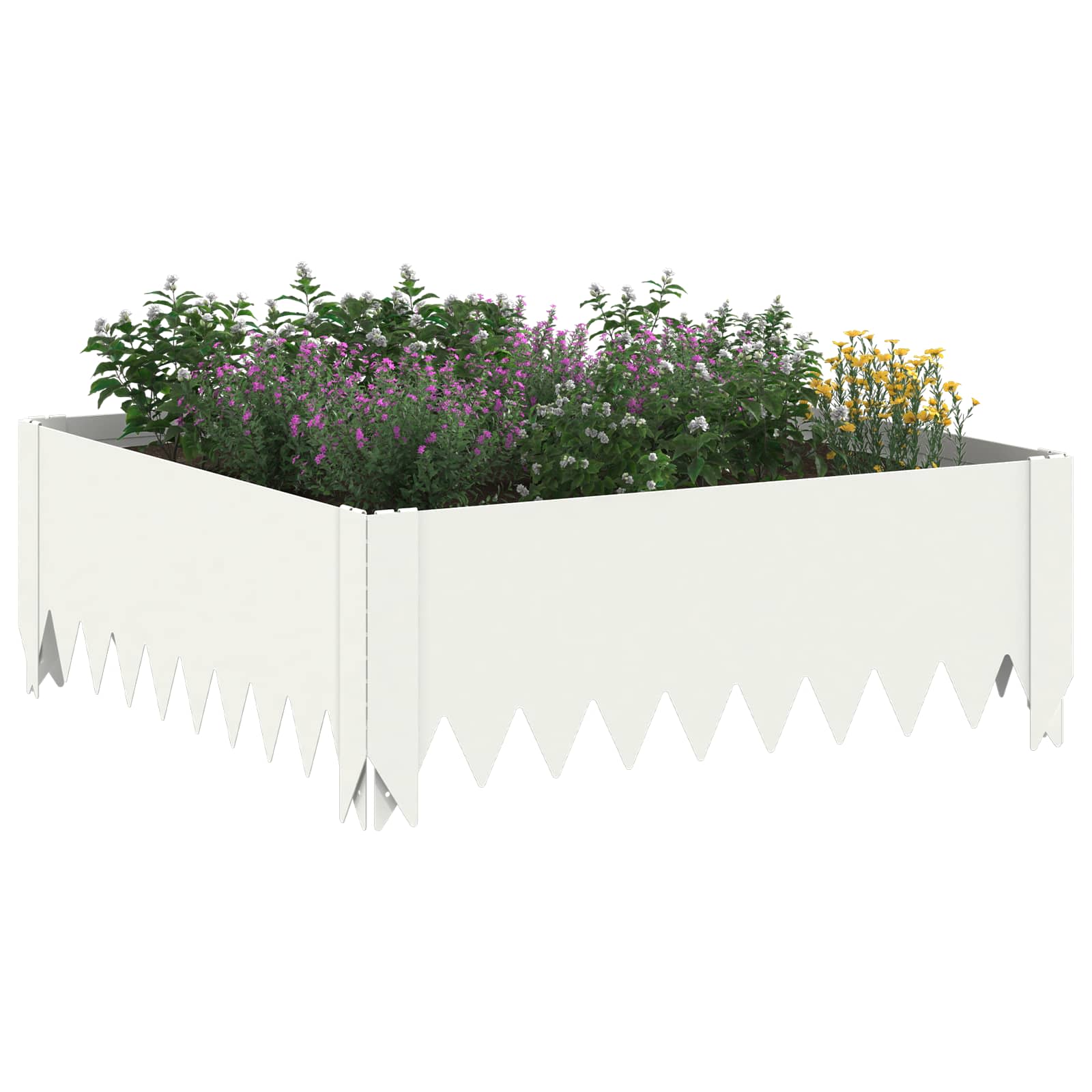 Gazonrand 4 st 60 x 60 x 20 cm Staal Wit