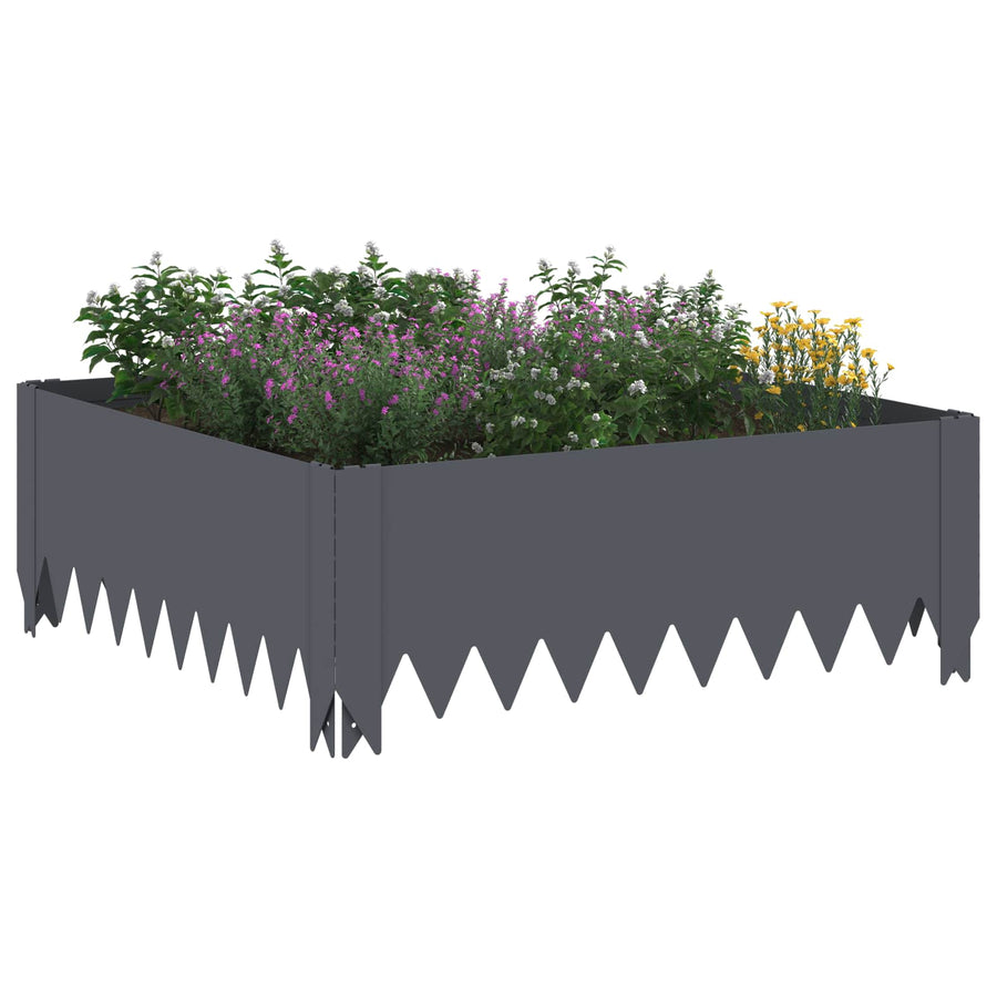 Gazonrand 4 st 60 x 60 x 20 cm Staal Antracietkleurig