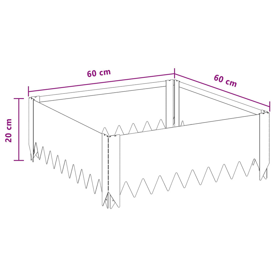 Gazonrand 60 x 60 x 20 cm Staal Olijfgroen