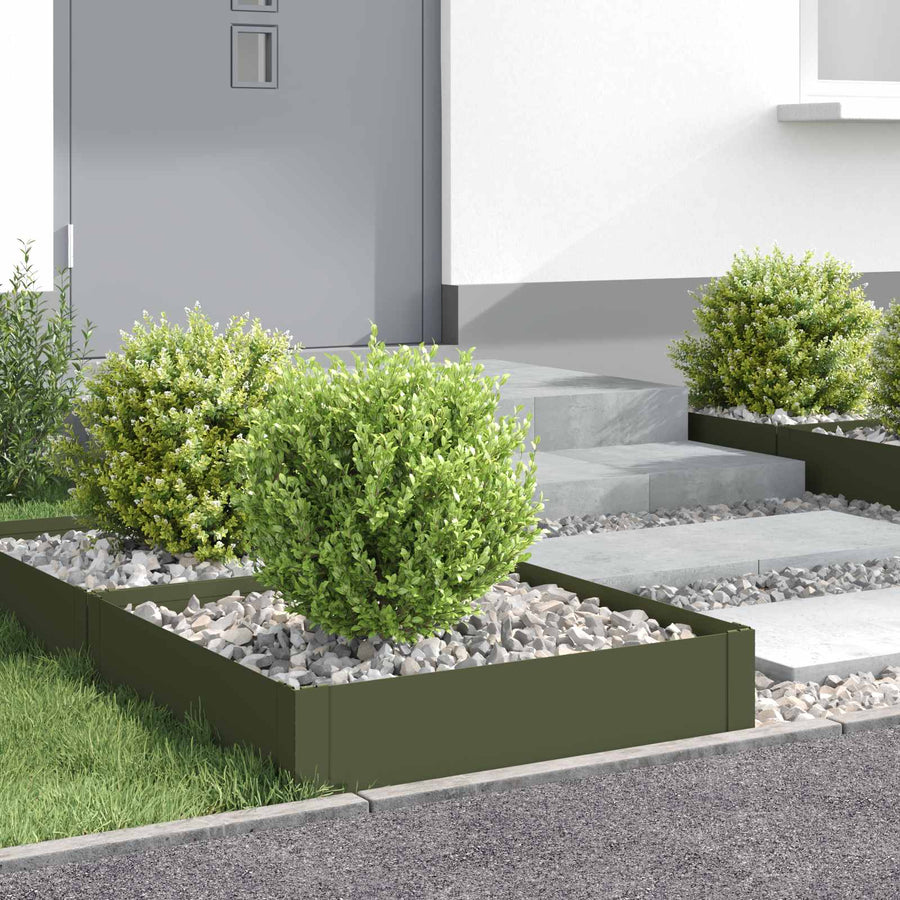 Gazonrand 4 st 60 x 60 x 20 cm Staal Olijfgroen