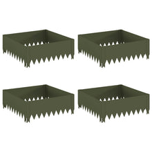 Gazonrand 4 st 60 x 60 x 20 cm Staal Olijfgroen