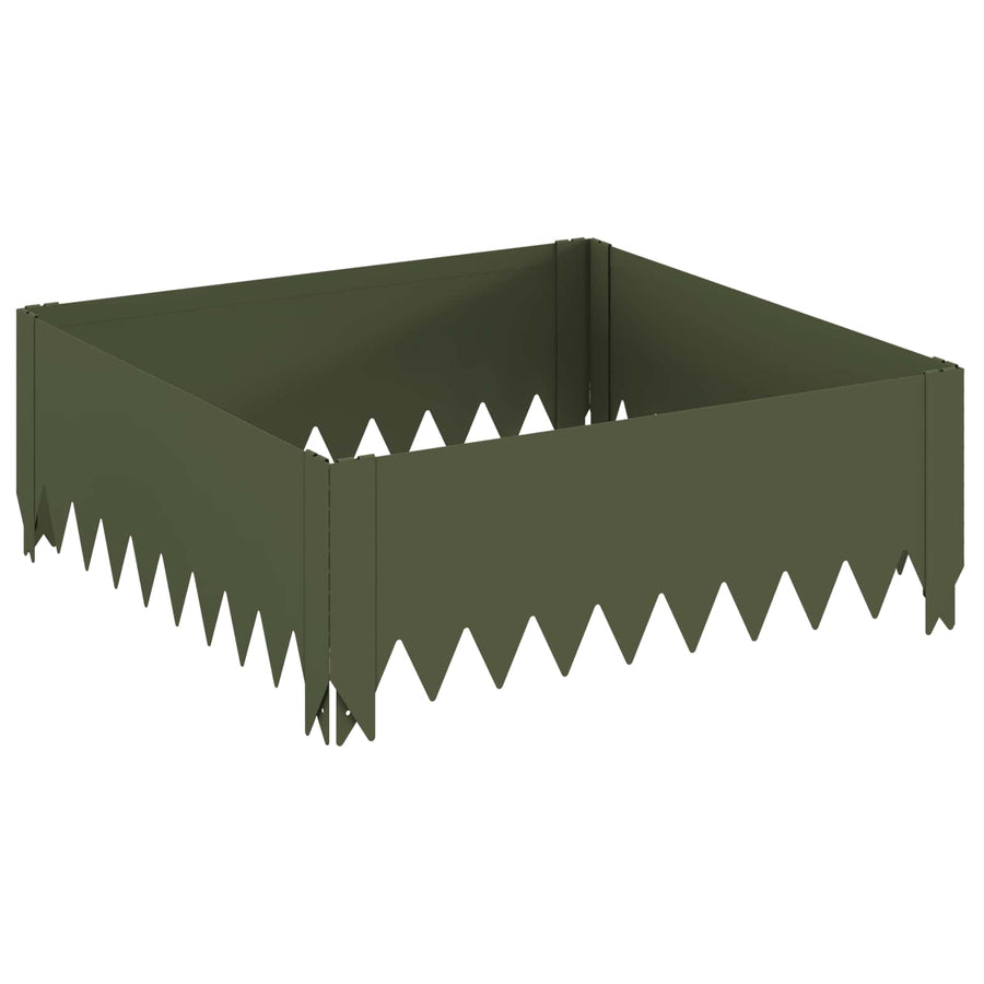 Gazonrand 4 st 60 x 60 x 20 cm Staal Olijfgroen