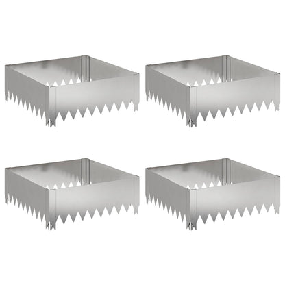 Gazonrand 4 st 60 x 60 x 20 cm Staal Zilverkleurig