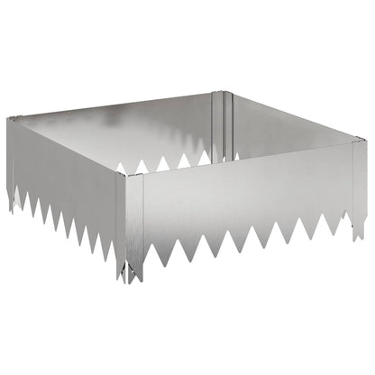 Gazonrand 4 st 60 x 60 x 20 cm Staal Zilverkleurig