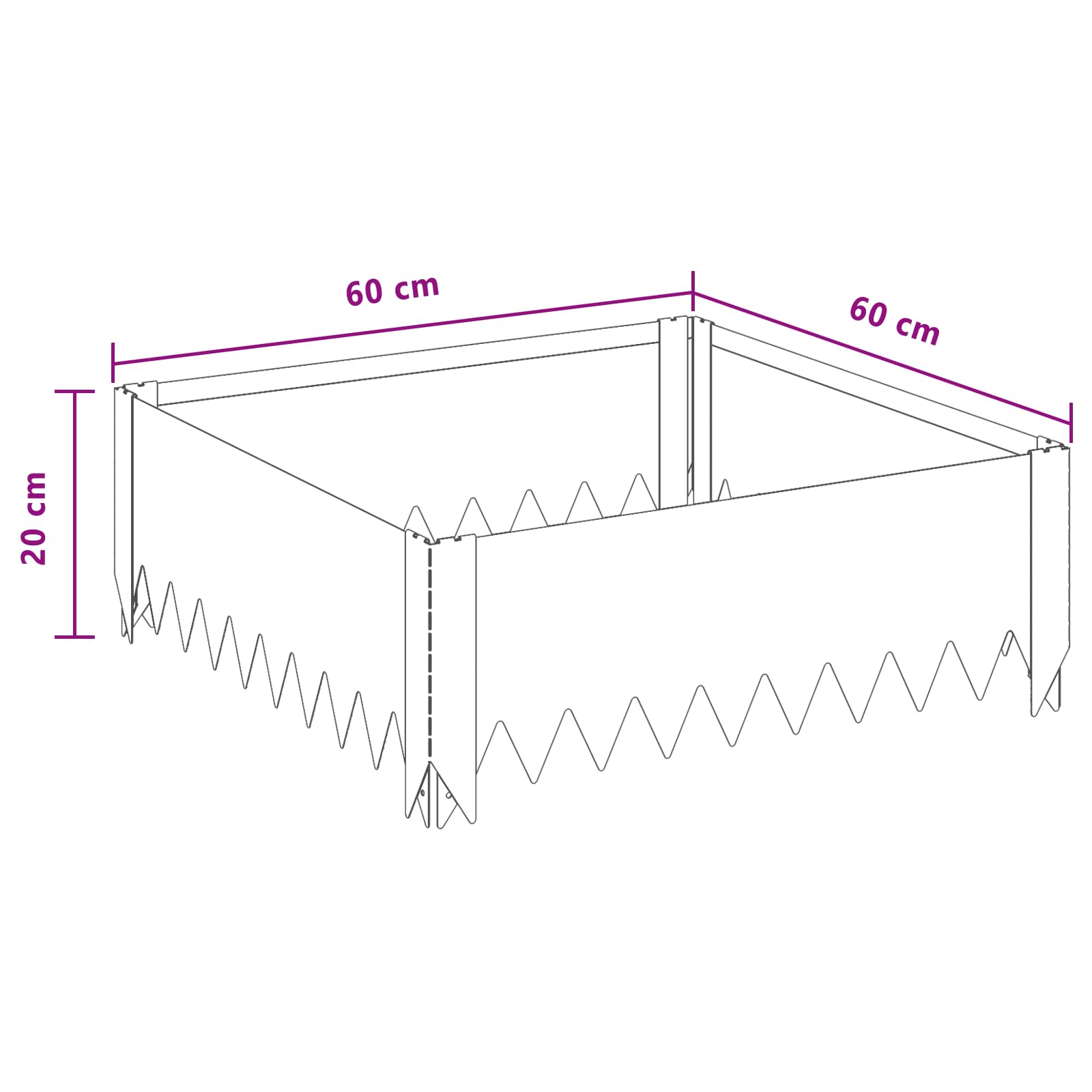 Gazonrand 60 x 60 x 20 cm Staal Zilverkleurig