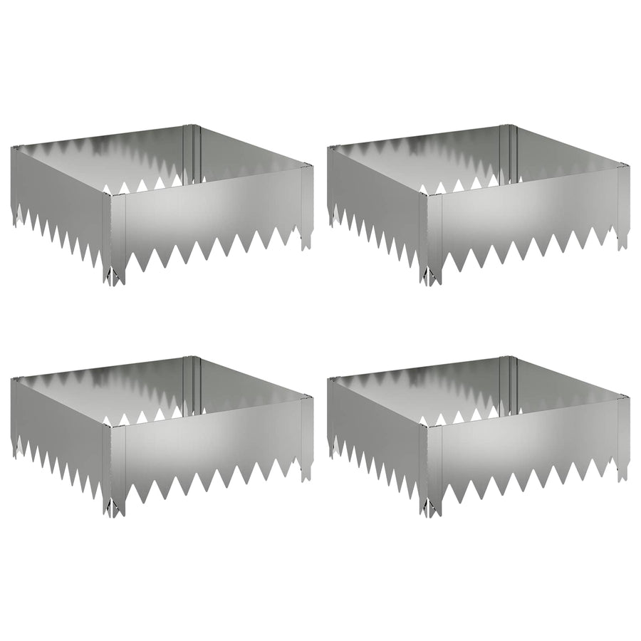 Gazonrand 4 pcs 60 x 60 x 20 cm Staal Zilverkleurig
