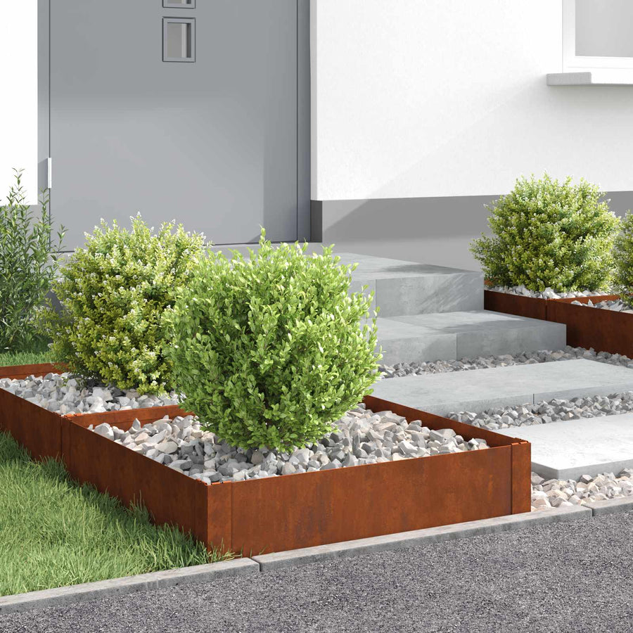 Gazonrand 4 pcs 60 x 60 x 20 cm Staal Roestig