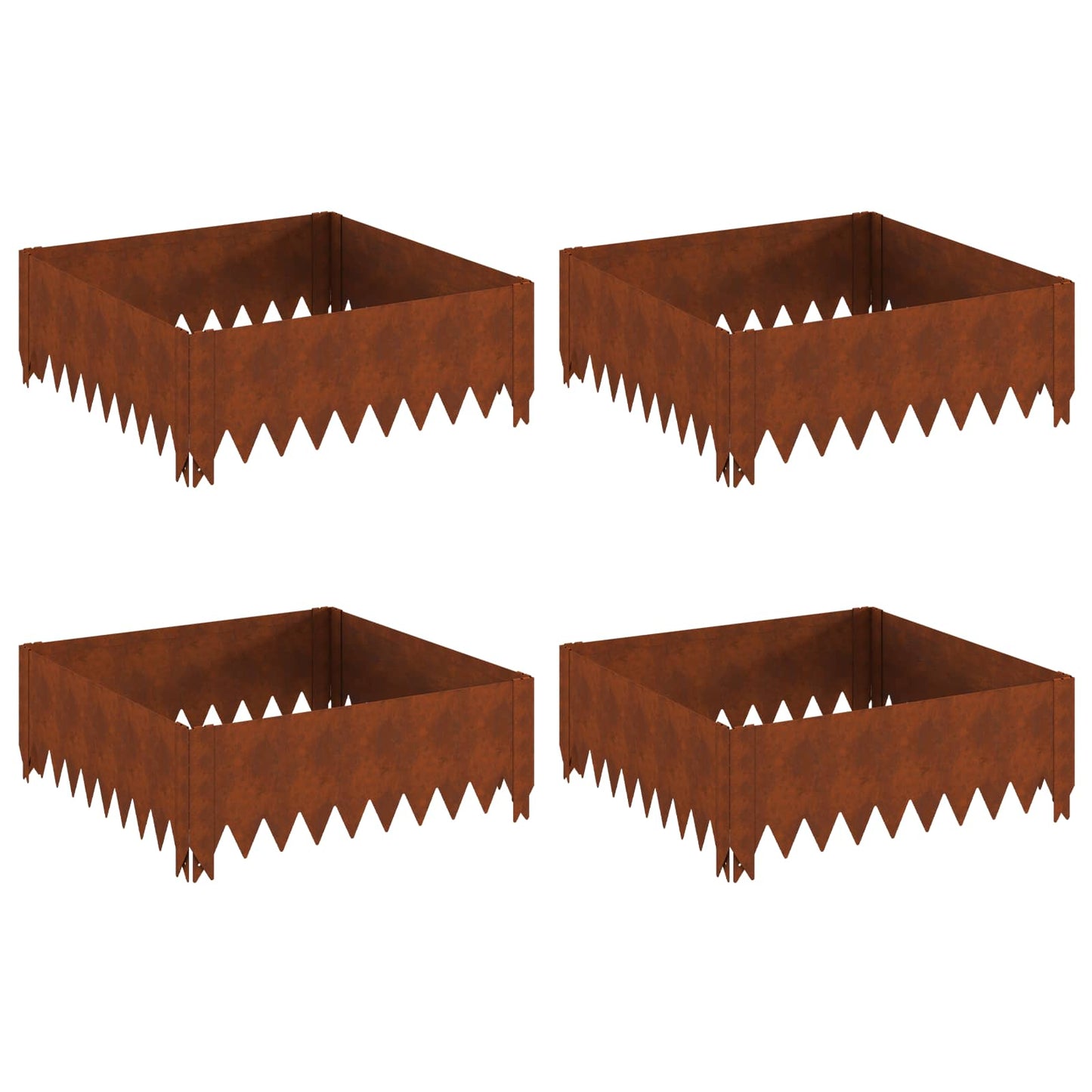 Gazonrand 4 pcs 60 x 60 x 20 cm Staal Roestig