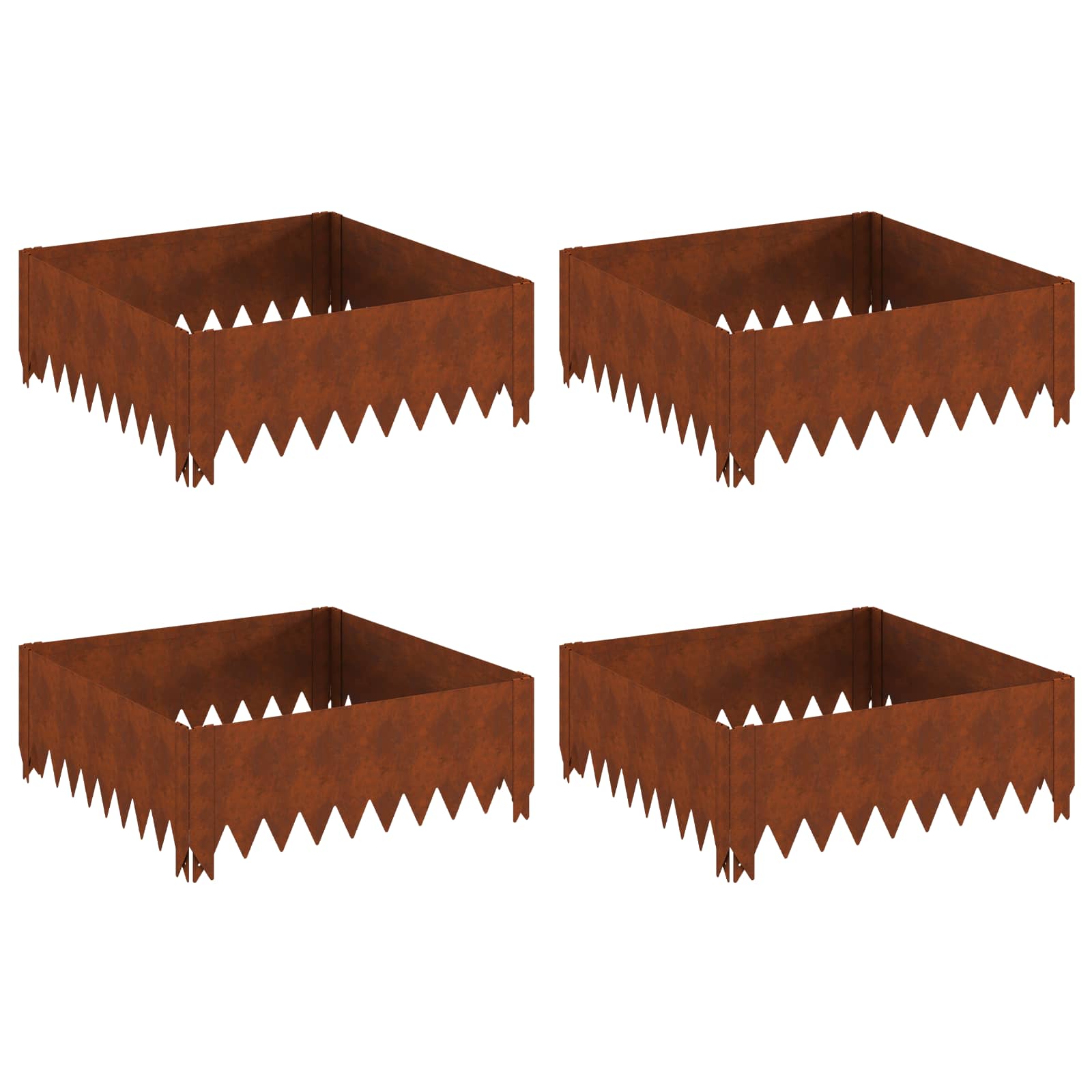Gazonrand 4 pcs 60 x 60 x 20 cm Staal Roestig
