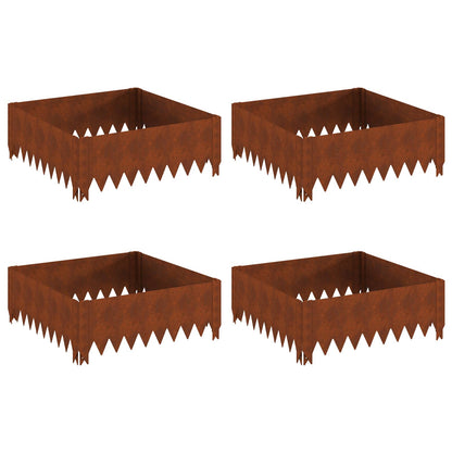 Gazonrand 4 pcs 60 x 60 x 20 cm Staal Roestig