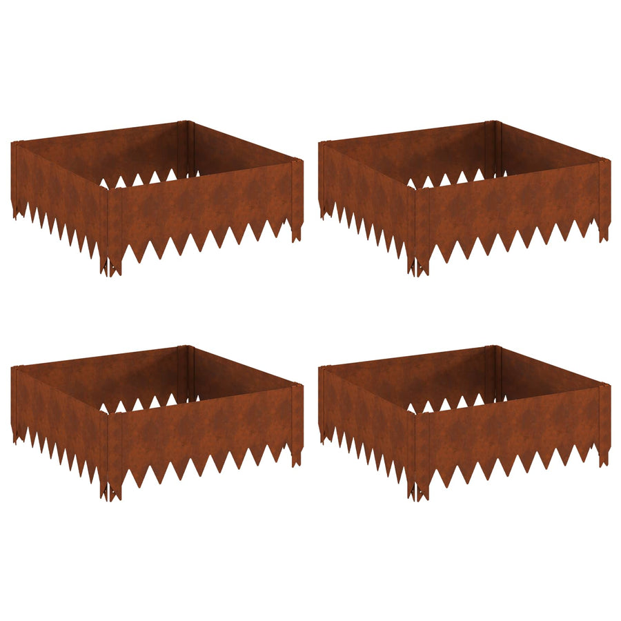 Gazonrand 4 pcs 60 x 60 x 20 cm Staal Roestig