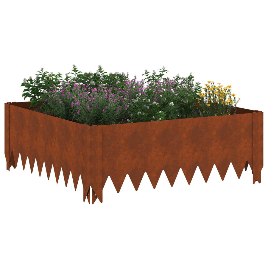 Gazonrand 4 pcs 60 x 60 x 20 cm Staal Roestig