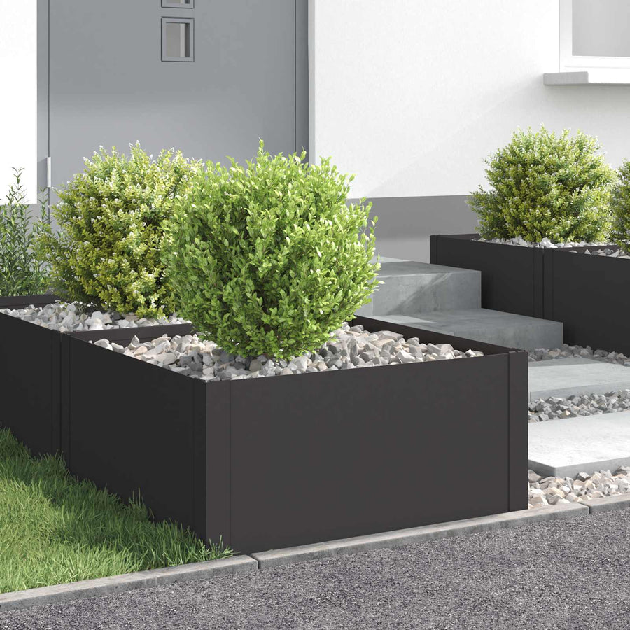 Gazonrand 4 pcs 60 x 60 x 35 cm Staal Zwart