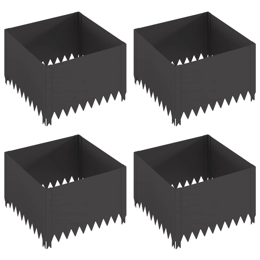 Gazonrand 4 pcs 60 x 60 x 35 cm Staal Zwart