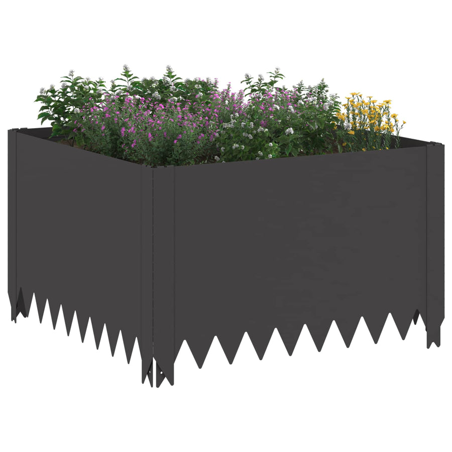 Gazonrand 4 pcs 60 x 60 x 35 cm Staal Zwart
