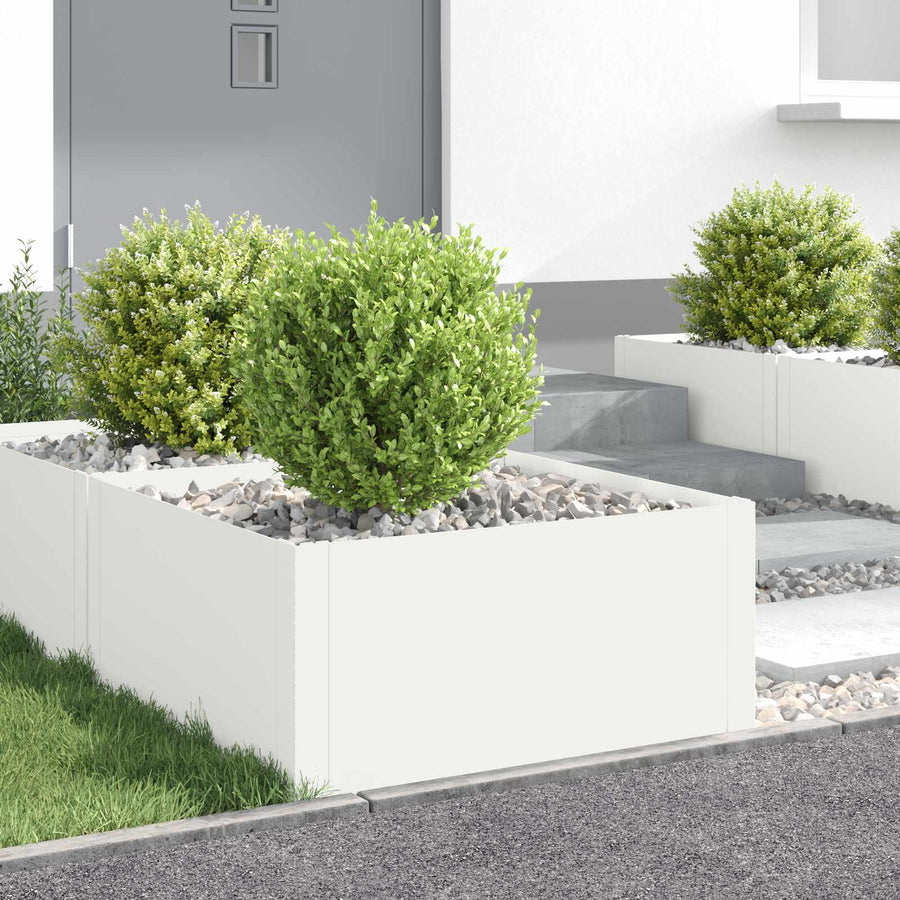 Gazonrand 4 st 60 x 60 x 35 cm Staal Wit